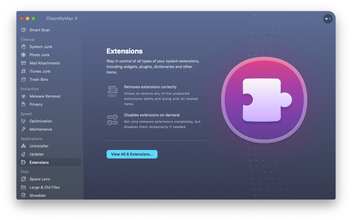 Deleting browser extensions with CleanMyMac X Deleting browser extensions with CleanMyMac X